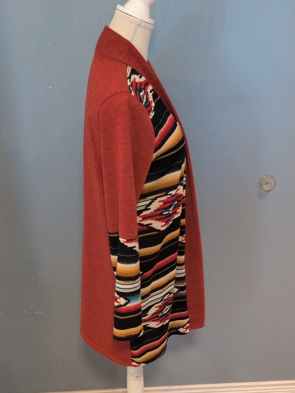 Vintage 90's Vision Aztec Print Southwest Open Front USA Made Cardigan Fall - Picture 6 of 8